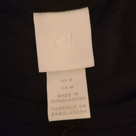 H&M Black Short Sleeve Twist Front Crop Top M - Picture 4 of 5